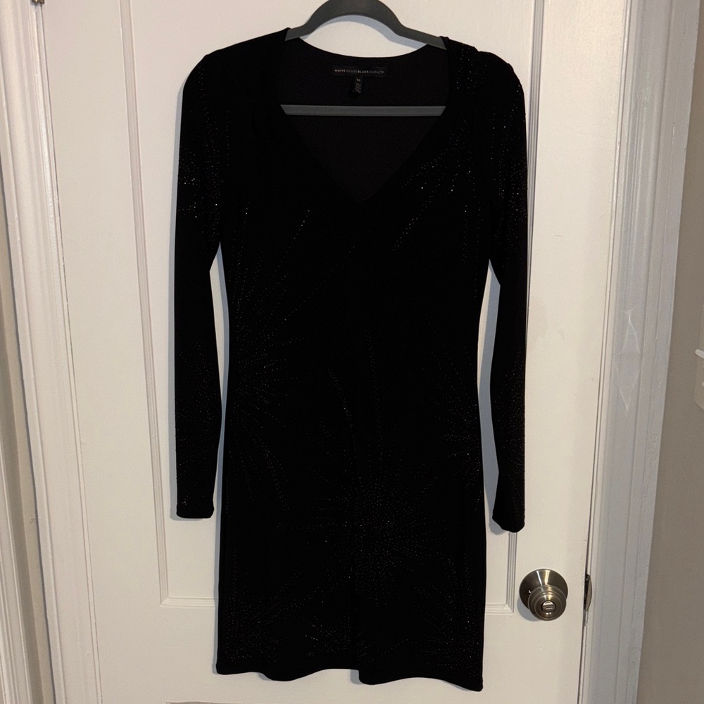White House Black Market Elegant Black Long Sleeve Dress